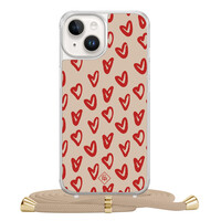 Casimoda iPhone 14 hoesje met beige koord - Hartendief