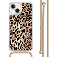 Casimoda iPhone 14 hoesje met beige koord - Golden wildcat