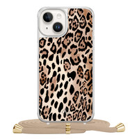 Casimoda iPhone 14 hoesje met beige koord - Golden wildcat