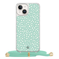 Casimoda iPhone 14 hoesje met mint koord - Mint dots