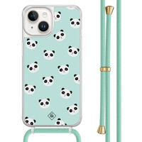 Casimoda iPhone 14 hoesje met mint koord - Panda print
