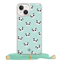 Casimoda iPhone 14 hoesje met mint koord - Panda print