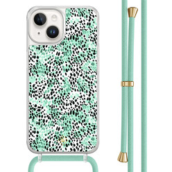 Casimoda iPhone 14 hoesje met mint koord - Luipaard mint