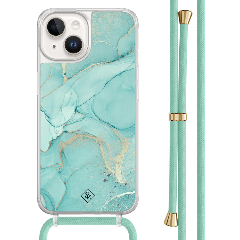 Casimoda iPhone 14 hoesje met mint koord - Touch of mint