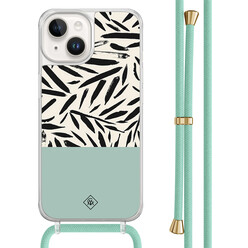 Casimoda iPhone 14 hoesje met mint koord - Abstract mint palms