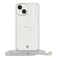 Casimoda iPhone 14 hoesje met grijs koord - Vive la vie