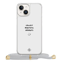 Casimoda iPhone 14 hoesje met grijs koord - Collect moments