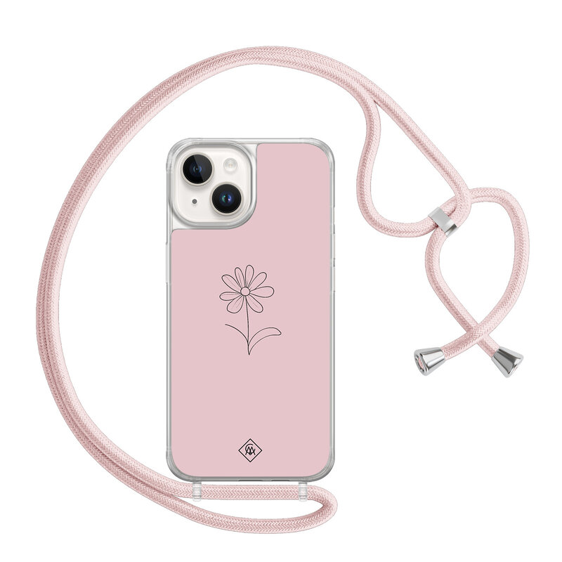 Casimoda iPhone 14 hoesje met rosegoud koord - Madeliefje