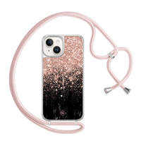 Casimoda iPhone 14 hoesje met rosegoud koord - Marmer twist