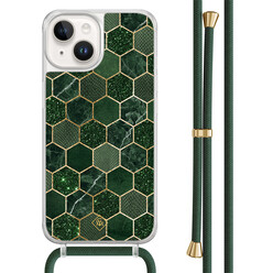 Casimoda iPhone 14 hoesje met groen koord - Kubus groen