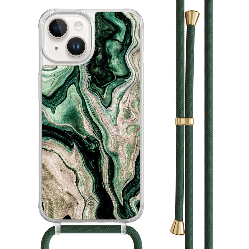 Casimoda iPhone 14 hoesje met groen koord - Green waves