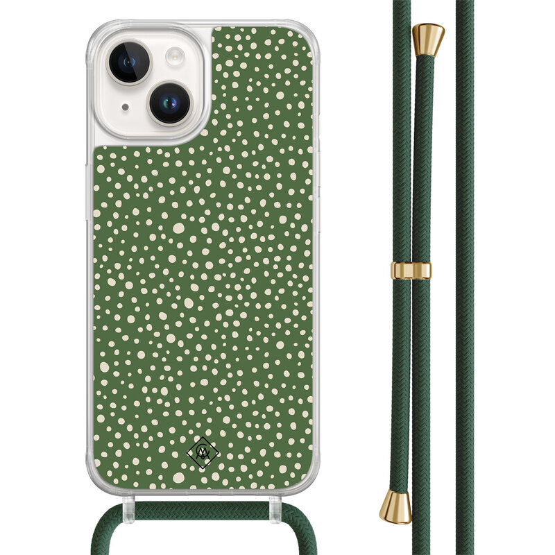 Casimoda iPhone 14 hoesje met groen koord - Green dots