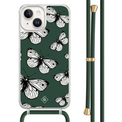 Casimoda iPhone 14 hoesje met groen koord - Vlinders