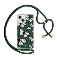 Casimoda iPhone 14 hoesje met groen koord - Vlinders