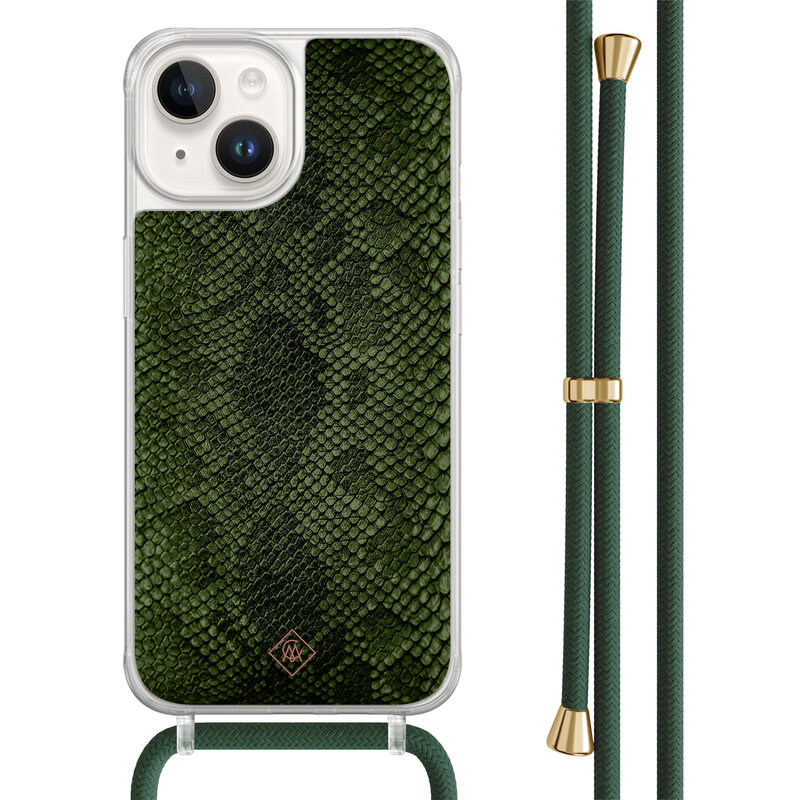 Casimoda iPhone 14 hoesje met groen koord - Snake mix