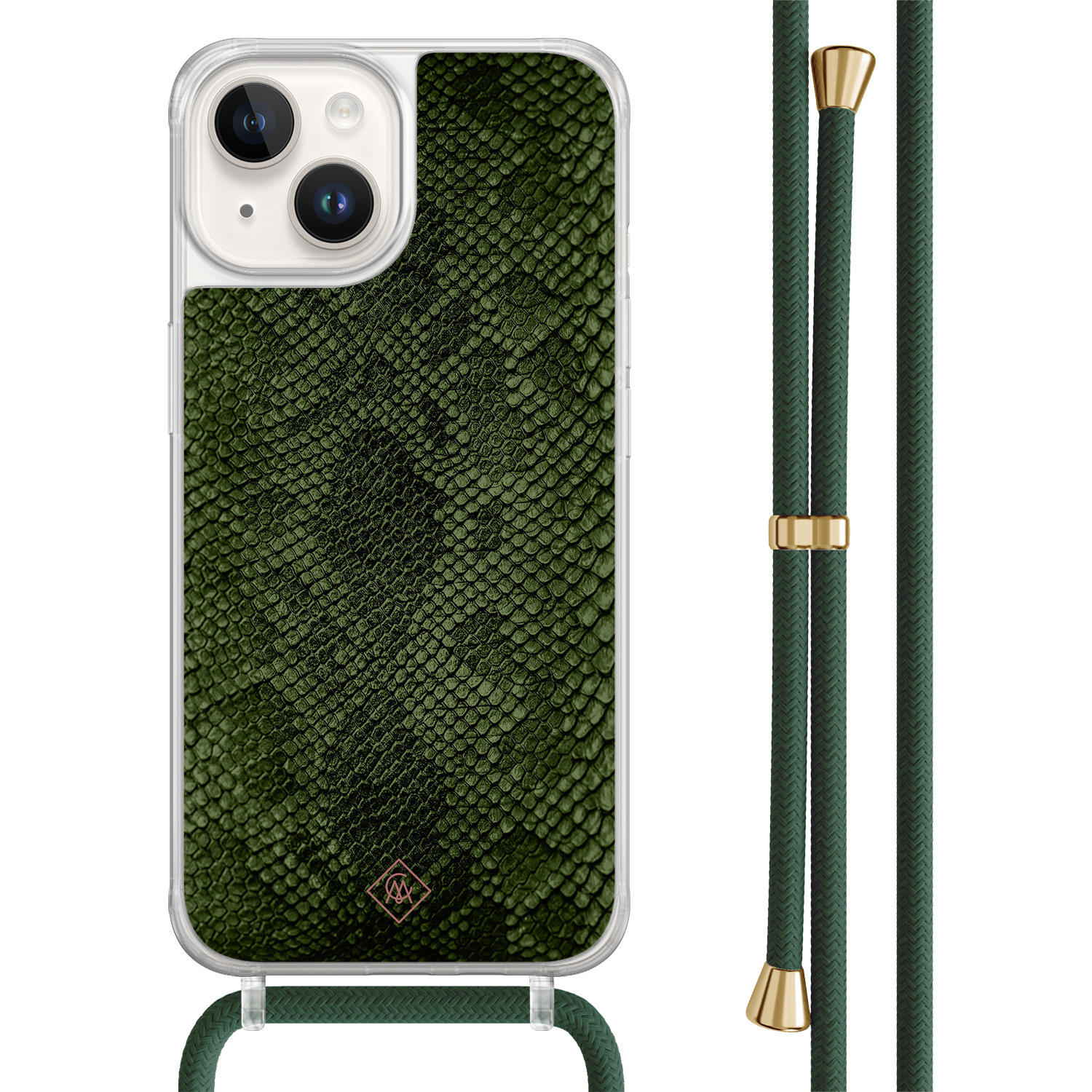 iPhone 14 hoesje met groen koord - Snake mix