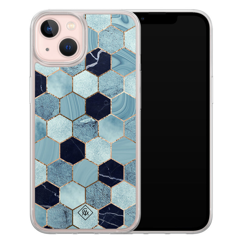 Casimoda iPhone 13 hybride hoesje - Blue cubes