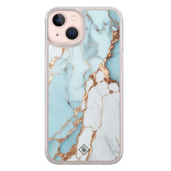Casimoda iPhone 13 hybride hoesje - Marmer lichtblauw