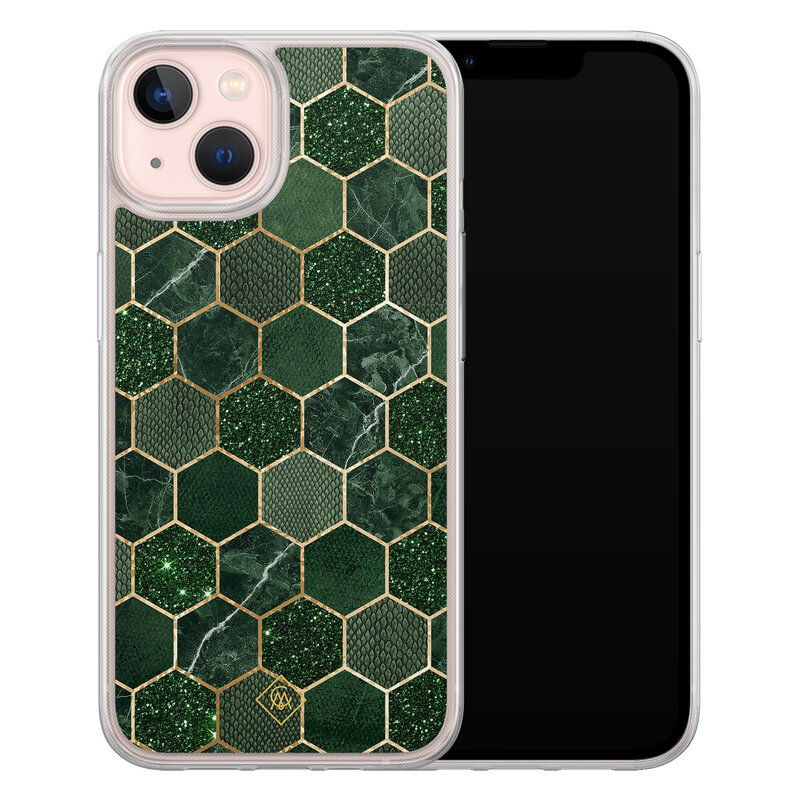 Casimoda iPhone 13 hybride hoesje - Kubus groen