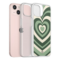 Casimoda iPhone 13 hybride hoesje - Groen hart swirl