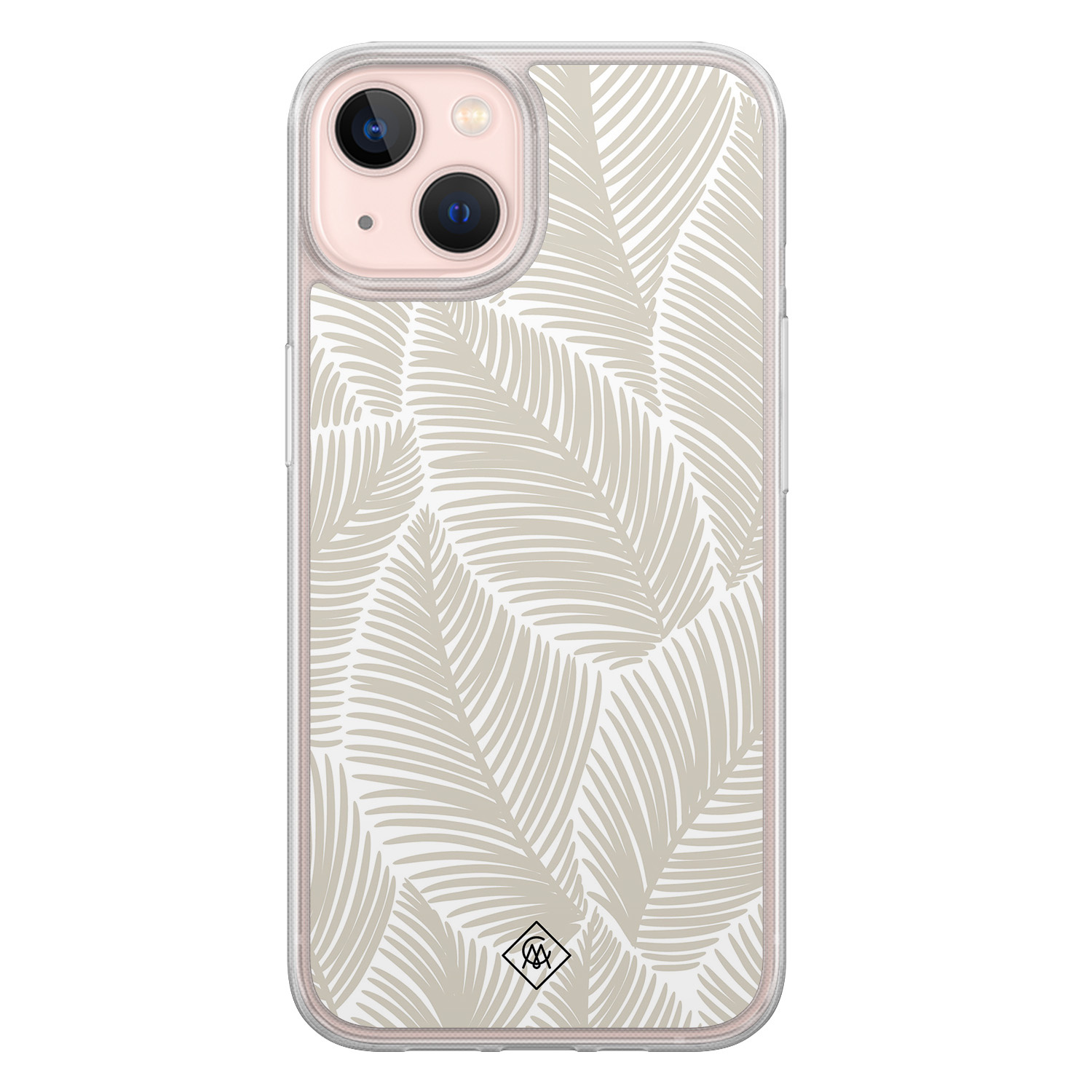 iPhone 13 hybride hoesje - Palmy leaves beige