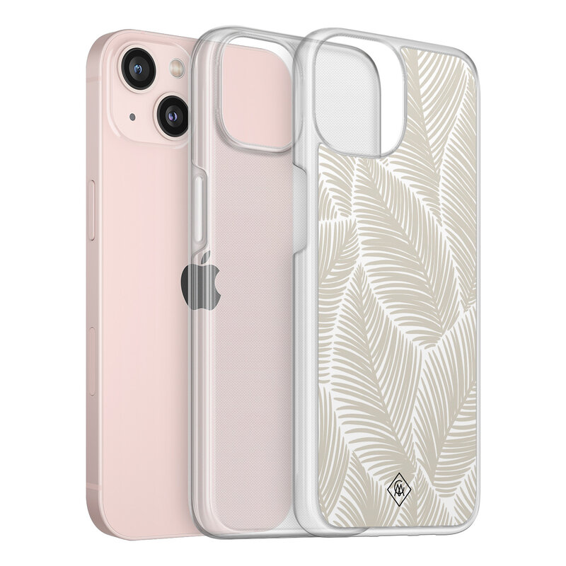 Casimoda iPhone 13 hybride hoesje - Palmy leaves beige