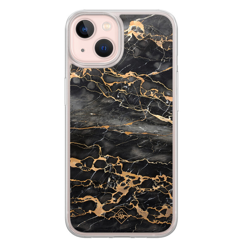 Casimoda iPhone 13 hybride hoesje - Marmer grijs brons
