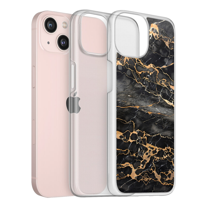 Casimoda iPhone 13 hybride hoesje - Marmer grijs brons