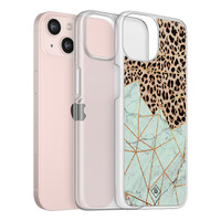 Casimoda iPhone 13 hybride hoesje - Luipaard marmer mint