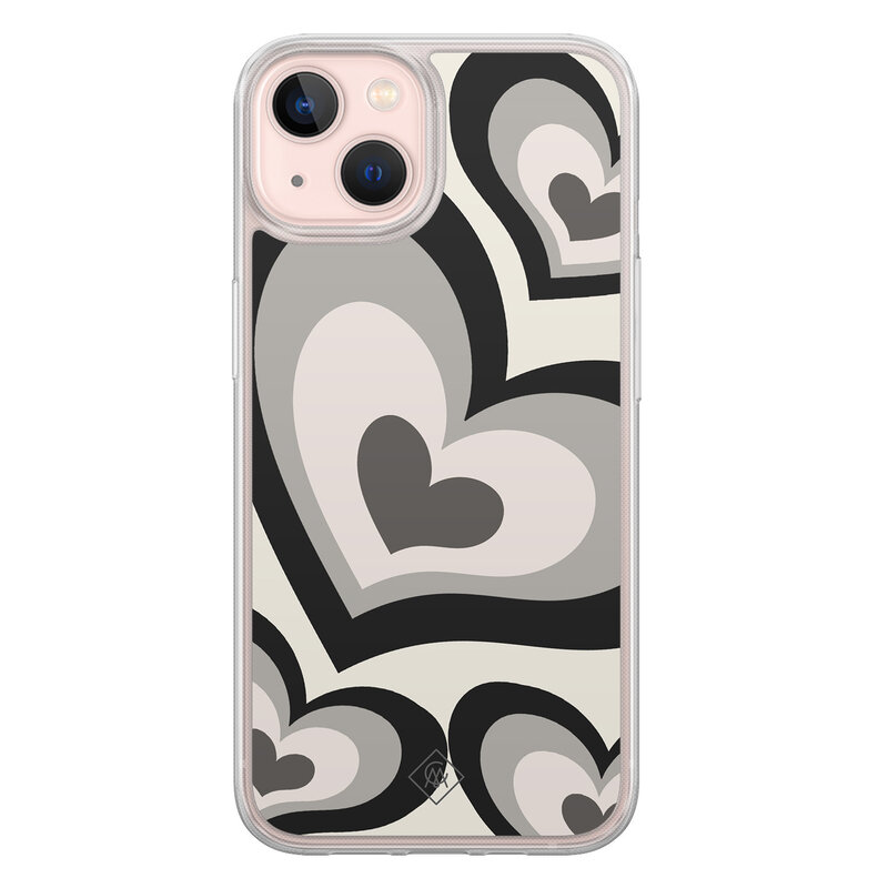 Casimoda iPhone 13 hybride hoesje - Hart swirl zwart