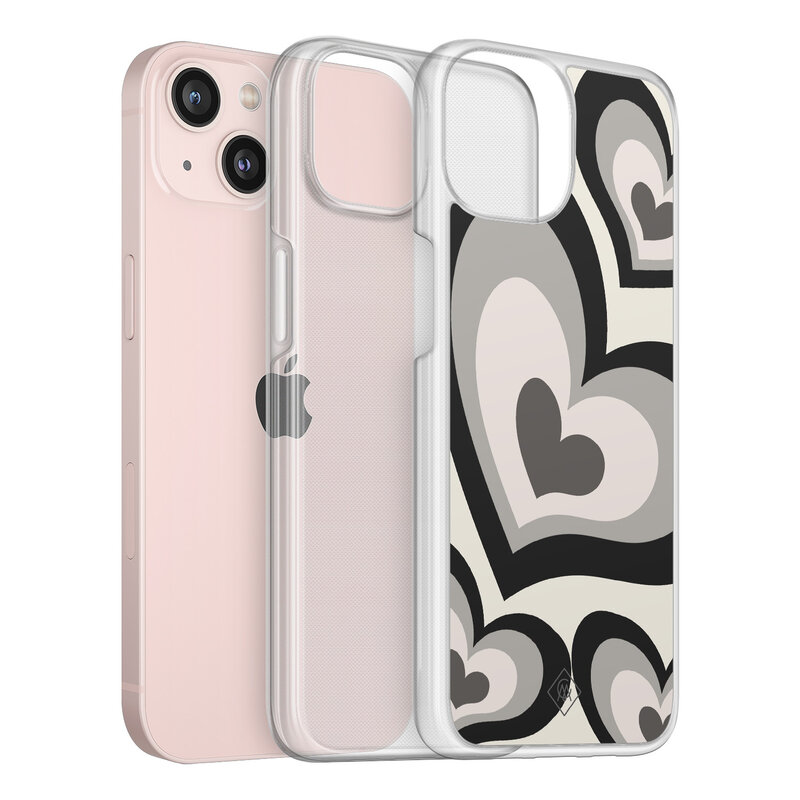 Casimoda iPhone 13 hybride hoesje - Hart swirl zwart