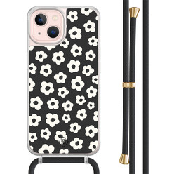 Casimoda iPhone 13 hoesje met zwart koord - Retro bloempjes