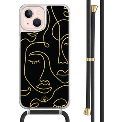 Casimoda iPhone 13 hoesje met zwart koord - Abstract faces
