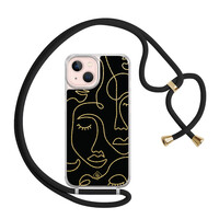 Casimoda iPhone 13 hoesje met zwart koord - Abstract faces