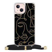 Casimoda iPhone 13 hoesje met zwart koord - Abstract faces