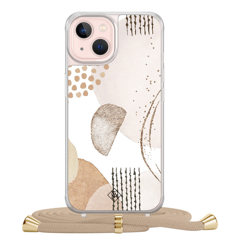 Casimoda iPhone 13 hoesje met beige koord - Abstract shapes