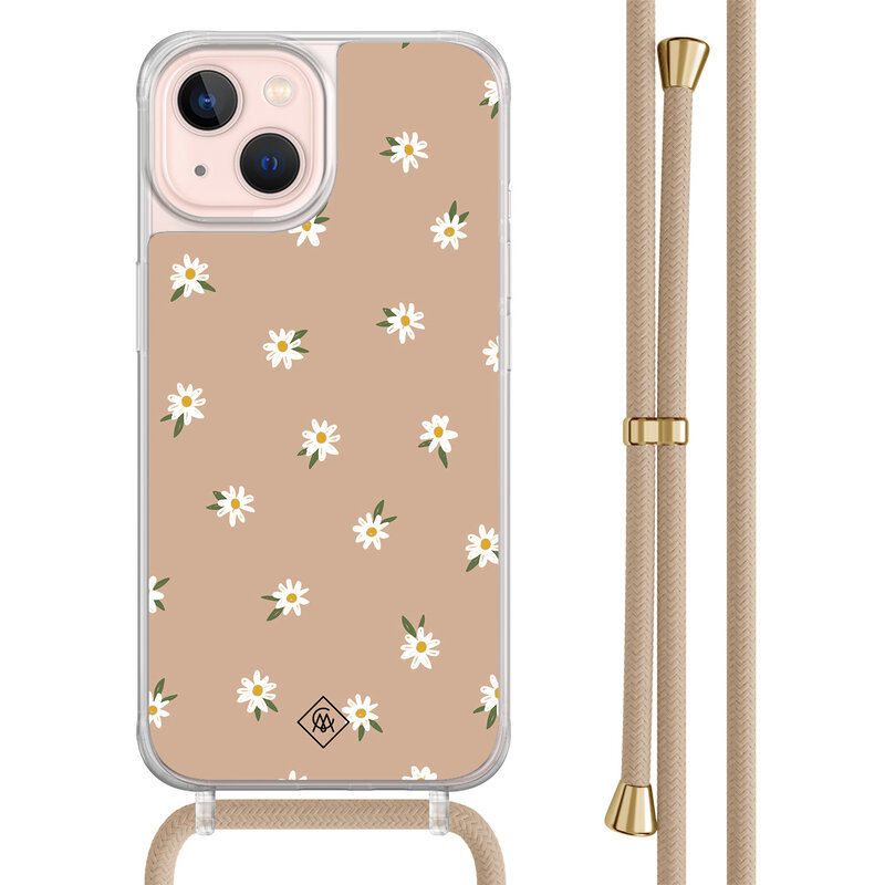 Casimoda iPhone 13 hoesje met beige koord - Sweet daisies