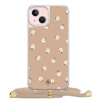 Casimoda iPhone 13 hoesje met beige koord - Sweet daisies