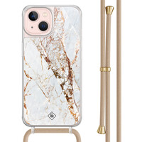 Casimoda iPhone 13 hoesje met beige koord - Marmer goud