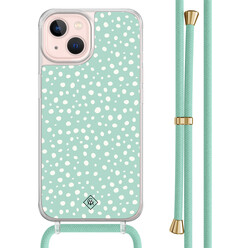 Casimoda iPhone 13 hoesje met mint koord - Mint dots