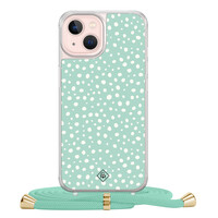 Casimoda iPhone 13 hoesje met mint koord - Mint dots