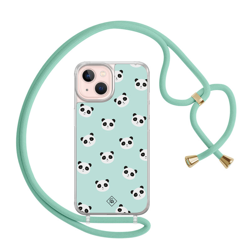 Casimoda iPhone 13 hoesje met mint koord - Panda print