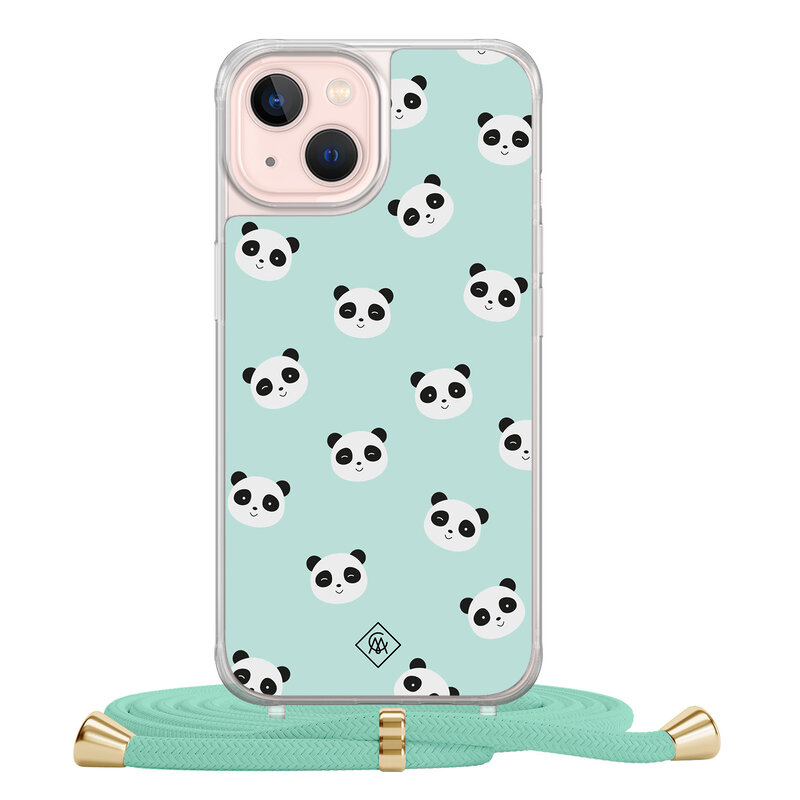 Casimoda iPhone 13 hoesje met mint koord - Panda print