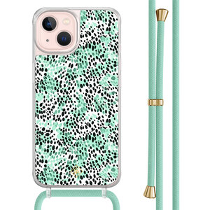 Casimoda iPhone 13 hoesje met mint koord - Luipaard mint