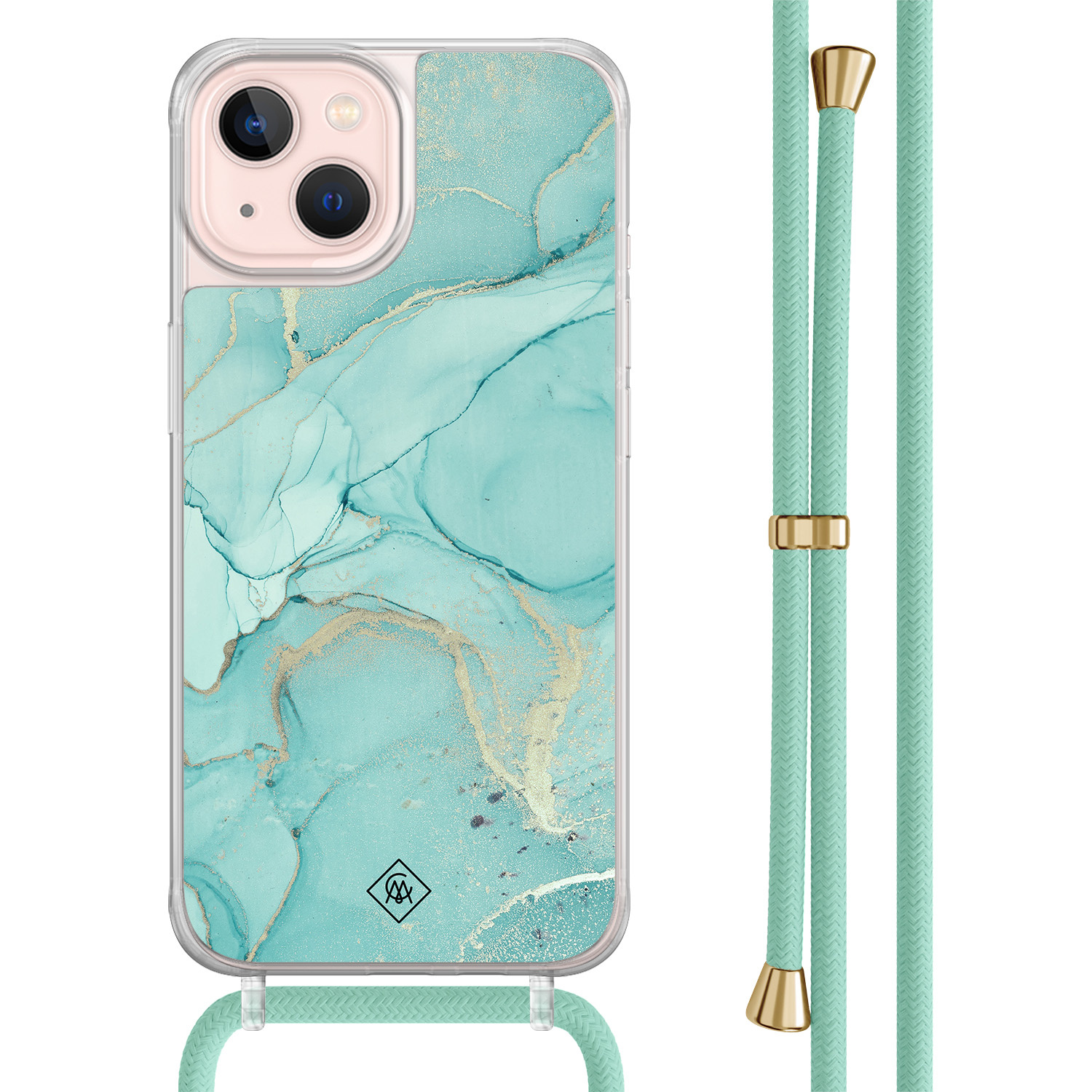 iPhone 13 hoesje met mint koord - Touch of mint