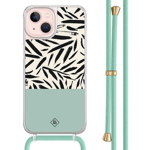 Casimoda iPhone 13 hoesje met mint koord - Abstract mint palms