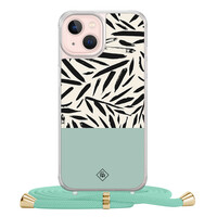 Casimoda iPhone 13 hoesje met mint koord - Abstract mint palms