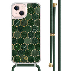 Casimoda iPhone 13 hoesje met groen koord - Kubus groen