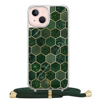 Casimoda iPhone 13 hoesje met groen koord - Kubus groen