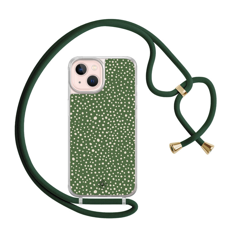 Casimoda iPhone 13 hoesje met groen koord - Green dots